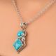 92.5 Sterling Silver Pendant Round And Square Tiered Blue Turquoise Stone