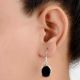 Trendy 92.5 Sterling Silver Earrings Big Oval Cabochon Bezel Setting Dangler Earrings