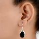 92.5 Sterling Silver Earrings Long Oval Black Onyx In Bezel setting For Girls
