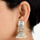 92.5 Sterling silver Earring Geometric Engraved Jhumkis With Silver Beads Tassels