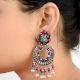 Floral Design 92.5 Sterling Silver Earrings Adorned With Pink Tourmaline Stones