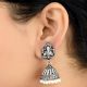 Ganesha 92.5 Sterling silver Earrings With engraved Pattern And Pearl Beads Hangings