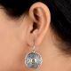 92.5 Sterling Silver Earrings Round Centre With  Filigree Floral Design