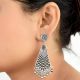 92.5 Sterling Silver Earrings Triangle Embossed with Silver Beads Hangings