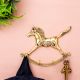 Golden Horse Wall Hanging Brass Hooks