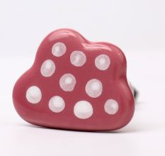 Pink White Dot Cloud Ceramic Cabinet Knob
