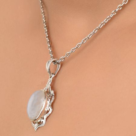 92.5 Sterling Silver Boho Chic Moonstone PendantÂ Designer Frame Pendant