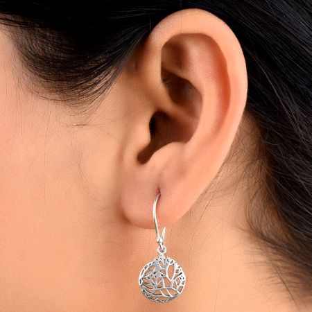 Round 92.5 Sterling Silver Filigree Earrings For Women