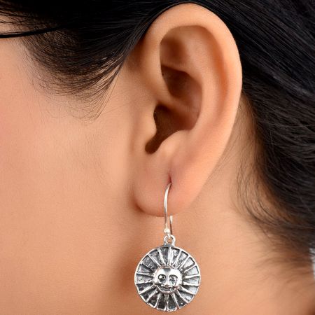 Sun Face 92.5 Sterling Silver Earrings For Women