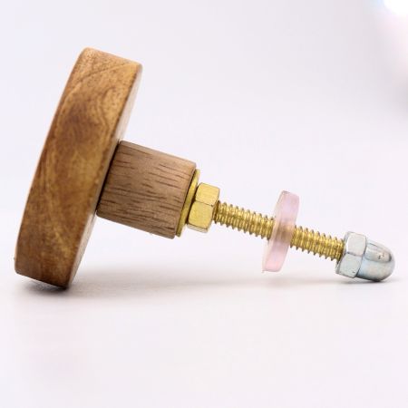 Handmade White and Brown Wooden Round Dresser Knobs