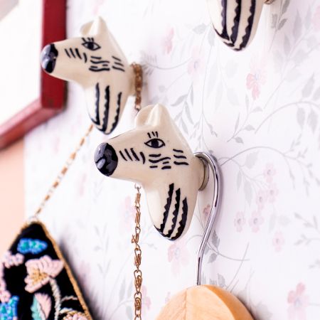 Zebra Head Pattern Ceramic Wall Hooks- Pack of 1 Piece