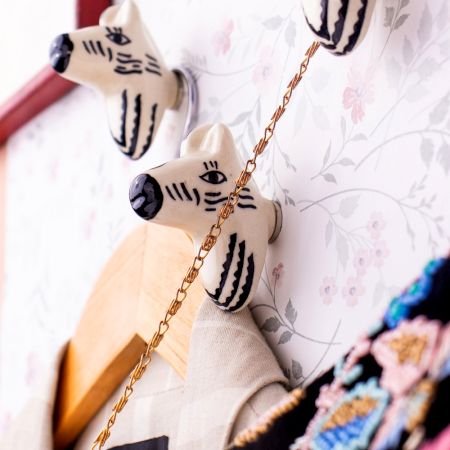 Zebra Head Pattern Ceramic Wall Hooks- Pack of 1 Piece