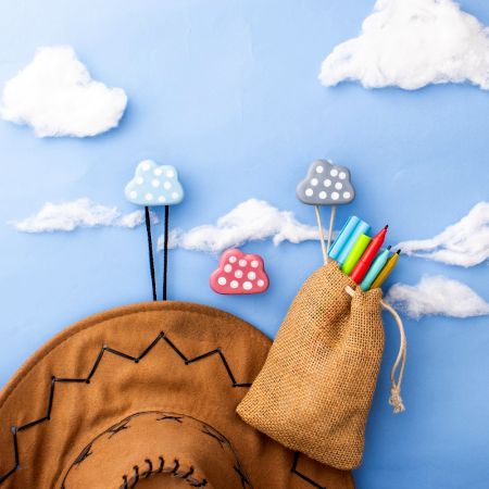 Ceramic Multicolor Dot Cloud Modern Kids Wall Hook-3 Pieces