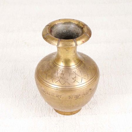 Handcrafted Brass Flower Pot with Engraving for Home Decor