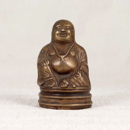 Handmade Vintage Brass Laughing Buddha in Chinese Art