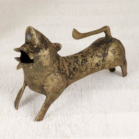 Eastern India Art Brass Lion Statue in Vintage Finish for Decor