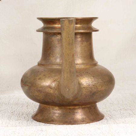 Elegant Brown Brass Holy Water Pot from South India for Decor