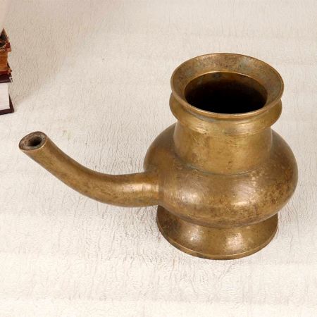 Handcrafted Finest Brass Holy Water Pot with Spout for Temple
