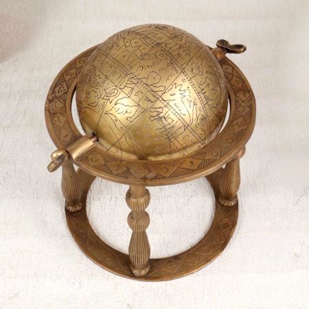 Handcrafted Vintage Brass Islamic Art Globe for Decoration