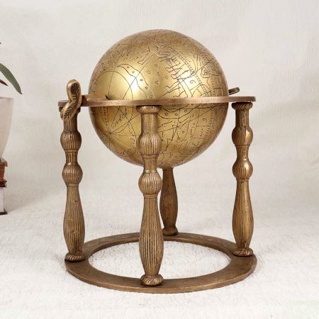 Handcrafted Vintage Brass Islamic Art Globe for Decoration