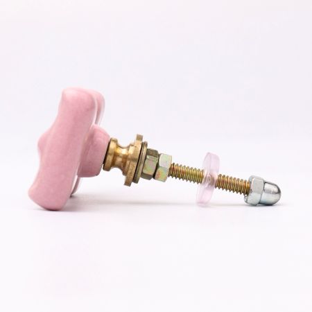 Pink Ceramic Bow Cabinet Knob