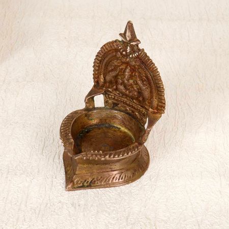 Traditional Indian Brass Gajlakshmi Oil Lamp for Prayer Room