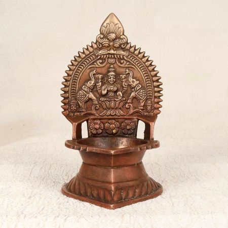 Handcrafted Vintage Brass Gajlakshmi Oil Lamp for Home Decor