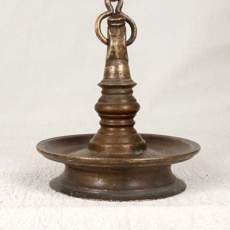 Hanging Brass Oil Lamp with Chain for Prayer Room