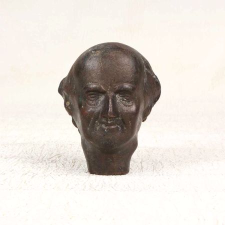 Dark Finish Brass Male Head Statue in European Art for Decor