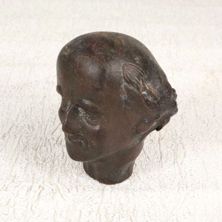 Dark Finish Brass Male Head Statue in European Art for Decor