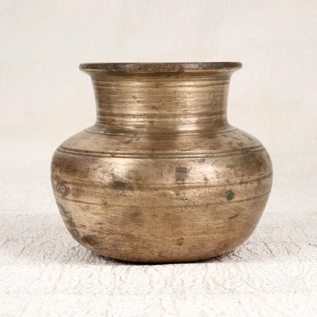 Indian Traditional Brass Pot from Gujarat for Home Decor