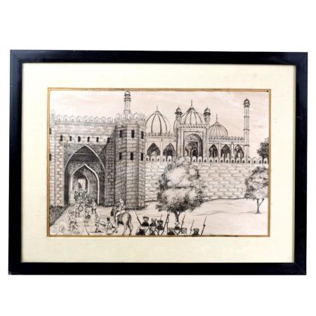 Vintage Paper Sketch of British Soldiers at Red Fort for Hanging