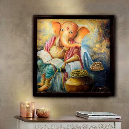 Lord Ganesha Canvas Painting for Prayer Room