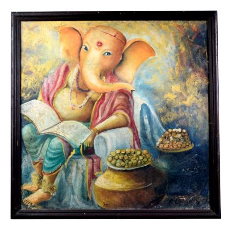 Lord Ganesha Canvas Painting for Prayer Room