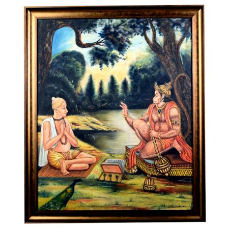 Lord Hanuman and Legendary Tulsidas Canvas Painting