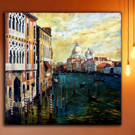 Beautiful Hand-Painted Canvas Oil Painting of Venice City