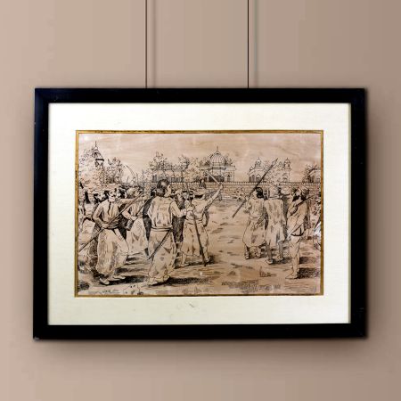 Vintage Sketch of War Fight for Home and Office Decoration