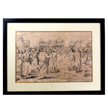 Vintage Sketch of War Fight for Home and Office Decoration
