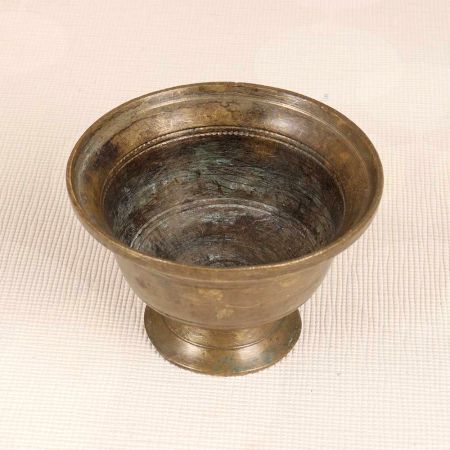 Handmade Finest Brass Kumkum Tilak Cup in Brown Finish