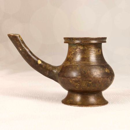 Handmade Traditional Brass Holy Water Pot with Spout for Prayer Room