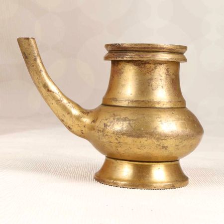 South Indian Handmade Brass Water Pot with Spout for Temple