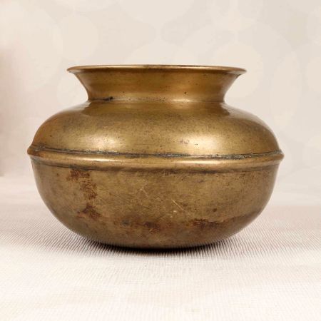 South Indian Art Vintage Brass Water Pot in Brown Finish