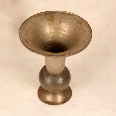 Grey Finish Vintage Brass Flower Pot from Hyderabad for Decor