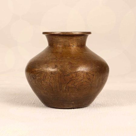 Brown Finish Engraved Holy Water Pot Made of Finest Brass