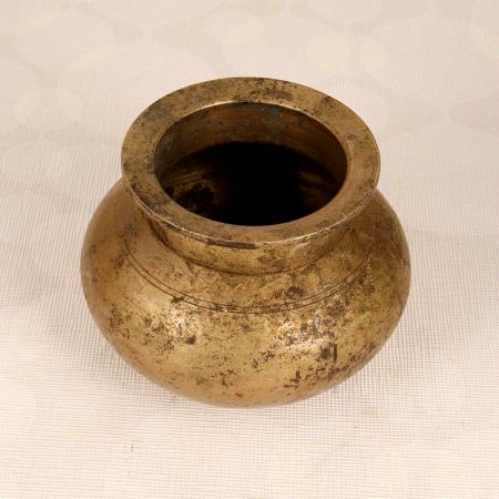 Beautiful Brown Finish Brass Holy Water Pot from South India