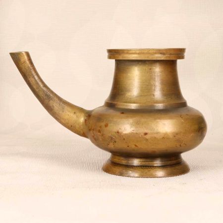 South Indian Brass Holy Water Pot with Spout for Rituals
