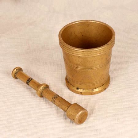 Vintage Finish Handmade Pestle and Mortar from South India