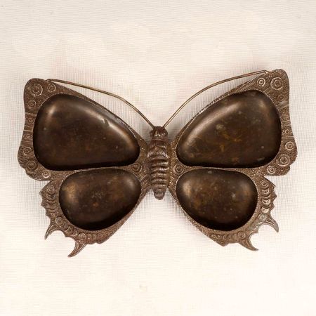Handcrafted Finest Brass Butterfly Serving Tray in Brown Finish