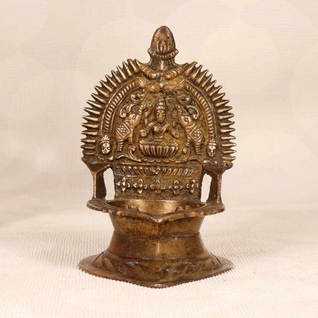 Beautiful Indian Finest Brass Gaja Laxmi Oil Lamp for Prayer Room