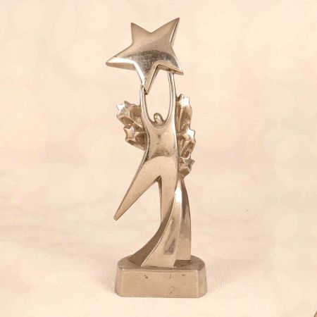 Handcrafted Silver Nickel Plated Brass Trophy for Decoration